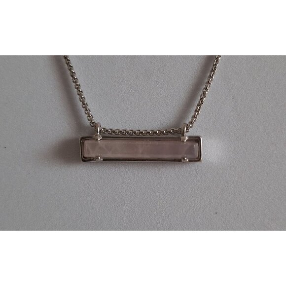 EUC Kendra Scott Leanor Necklace Silver With Rose Quartz Pendant - Picture 3 of 10